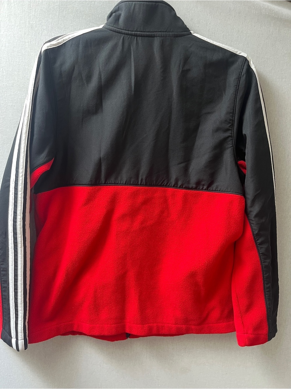 Adidas Boys Black & Red Full-Zip Fleece Tricot Track Jacket 14 - Picture 2 of 8